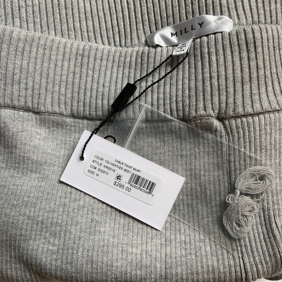 NEW MILLY Twisted Knot Midi Skirt In Grey Size Medium $295 - Picture 7 of 12